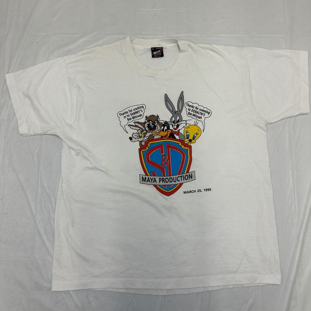 Vintage Looney Tunes T‎ Shirt single stitche Mitzvah BEST FTL 1995 XL
